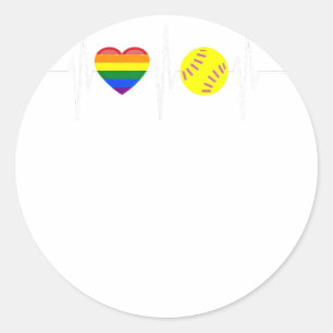 ゲイソフトボールシャツソフトボール選手ゲイプライドLGBTQ ラウンドシール