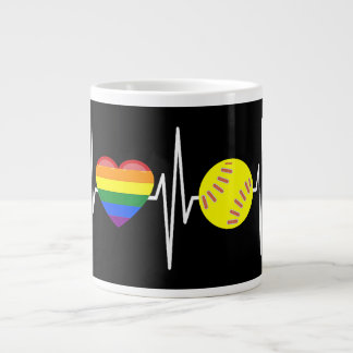 ゲイソフトボールシャツ ソフトボールプレイヤー ゲイプライド LGBTQ ジャンボコーヒーマグカップ