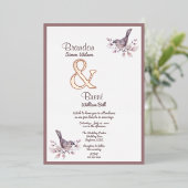 ゲイダスティブルゴーニュとバラ金ゴールドアンパサンド 箔招待状 (立ち正面)