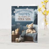 ゲイダディースブルー新生児おめでとう カード (黄色い花)