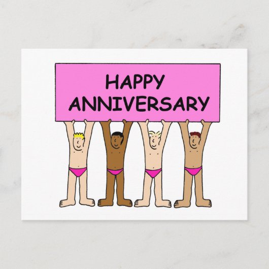 ゲイハッピーアニバーサリーユーモア。 ポストカード (正面)