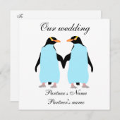 ゲイパステルペンギン結婚式招待状 招待状 (正面/裏面)