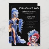 ゲイパーティーlgbtq誕生日ドラッグクイーンテーマ 招待状 (正面/裏面)