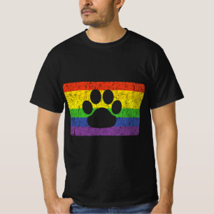ゲイフューリープライドファンドムポーレインボーLGBTフラグギフト Tシャツ