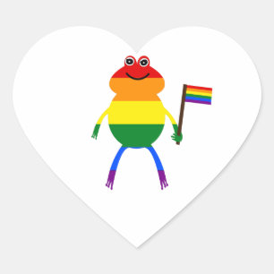 ゲイフロッグLGBTプライドレインボークラシックラウンドシール ハートシール