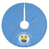 ゲイプライスブロンドエンジェルハヌカーパーソナライズされた国旗 ブラッシュドポリエステルツリースカート (正面)