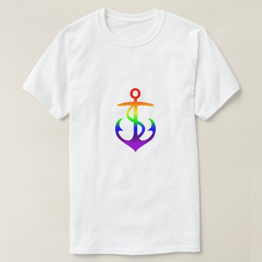 ゲイプライドいかりレインボーフラッグカラーGLBTQデザイン Tシャツ (デザイン正面)