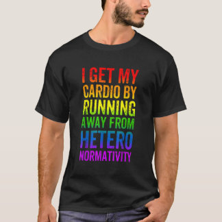ゲイプライドおもしろいカーディオジムLGBT認識度レインボー Tシャツ