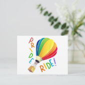 ゲイプライドおもしろいホットエアバルーンレインボーライドゲイ シーズンポストカード (スタンド正面)