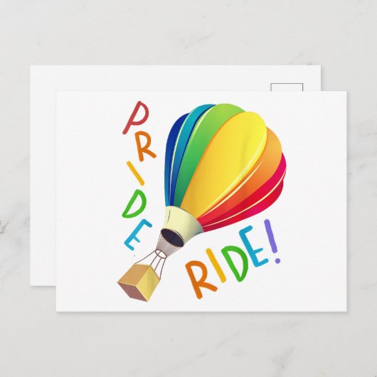 ゲイプライドおもしろいホットエアバルーンレインボーライドゲイ シーズンポストカード (正面/裏面)