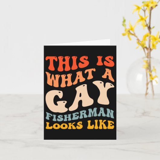 ゲイプライドおもしろい魚釣りは何ゲイ漁師に見える カード (黄色い花)