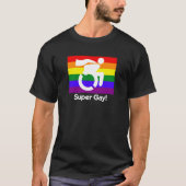 ゲイプライドすごいゲイスーパーヒーロー車いすロゴLGBT Tシャツ (正面)