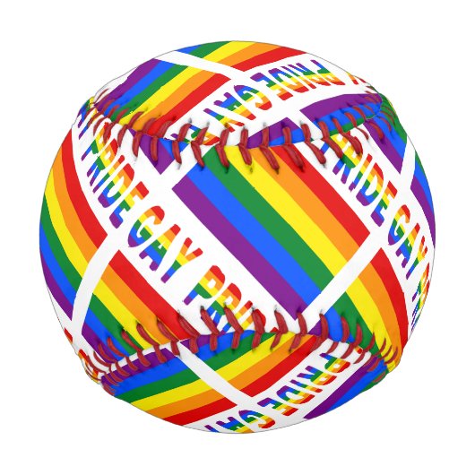 ゲイプライドとレインボーの国旗があなたの名で飾られている 野球ボール (裏面)