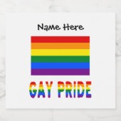 ゲイプライドとレインボーの旗と名 スパークリングワインラベル (シングルラベル)