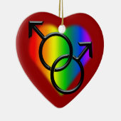 ゲイプライドのオーナメントのパーソナライズな虹愛ギフト セラミックオーナメント (右)