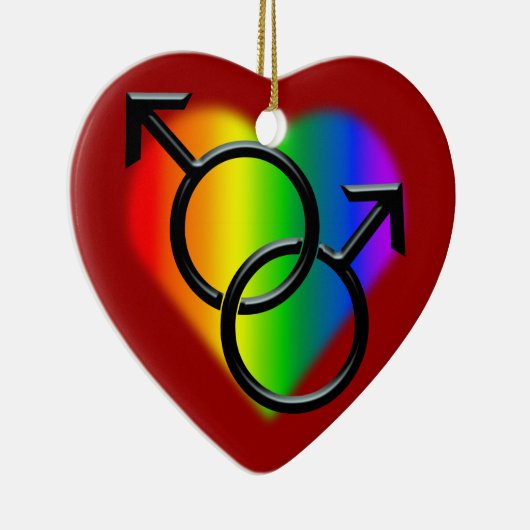 ゲイプライドのオーナメントのパーソナライズな虹愛ギフト セラミックオーナメント (右)