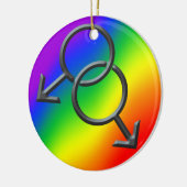 ゲイプライドのオーナメントのパーソナライズな虹愛ギフト セラミックオーナメント (左)