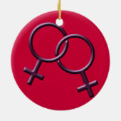 ゲイプライドのオーナメントの女性同性愛者の愛装飾 セラミックオーナメント (裏面)