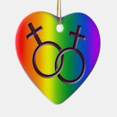 ゲイプライドのオーナメントパーソナライズなレズビアン愛ギフト セラミックオーナメント (右)