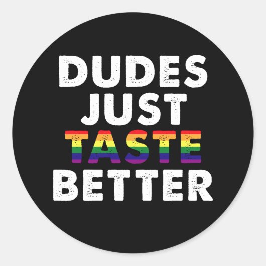 ゲイプライドのギフトアイデア - 男はただただうまい ラウンドシール (正面)