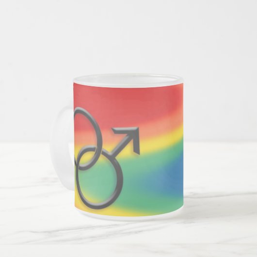 ゲイプライドのコップのマグの男性ゲイプライドのギフト フロストグラスマグカップ (正面左)