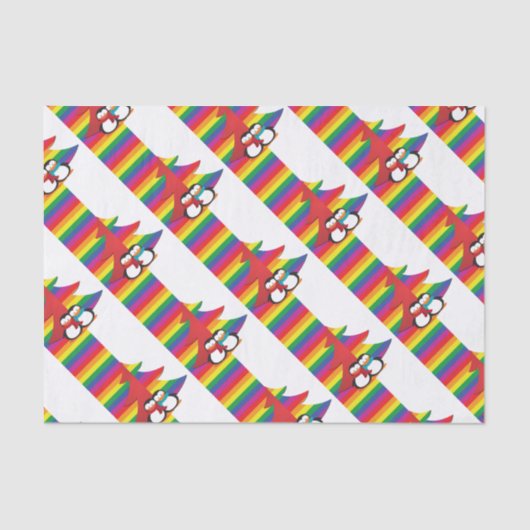 ゲイプライドのペンギンのカップル付きクリスマスツリー 薄葉紙 (正面)