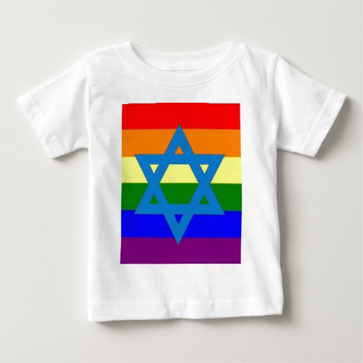 ゲイプライドのユダヤ人の旗 ベビーTシャツ (正面)