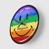 ゲイプライドの光沢のある円形の旗 ラウンド壁時計 (傾斜)