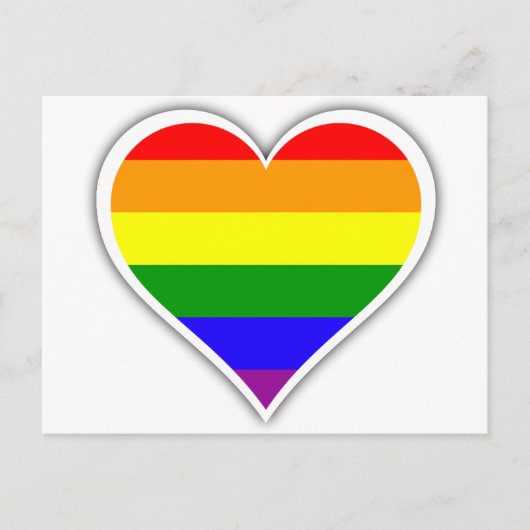 ゲイプライドの虹のハート ポストカード (正面)