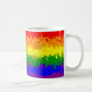 ゲイプライドの虹のペンキの（ばちゃばちゃ）跳ねるの旗のマグ コーヒーマグカップ