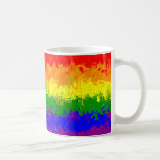 ゲイプライドの虹のペンキの（ばちゃばちゃ）跳ねるの旗のマグ コーヒーマグカップ