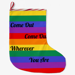 ゲイプライドのLGBTによって来られる虹の旗愛勝利 ラージクリスマスストッキング