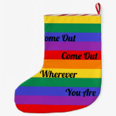 ゲイプライドのLGBTによって来られる虹の旗愛勝利 ラージクリスマスストッキング (裏面)