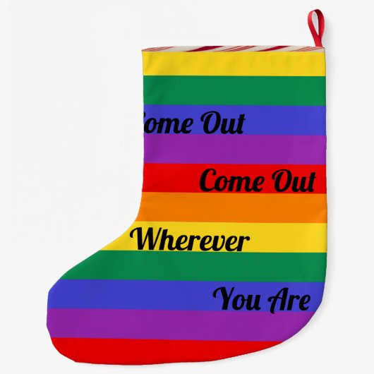 ゲイプライドのLGBTによって来られる虹の旗愛勝利 ラージクリスマスストッキング (裏面)