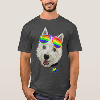ゲイプライドウェスティーLGBTドッグサングラス Tシャツ