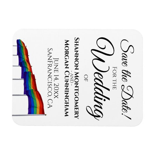 ゲイプライドウェディング日付磁石を保存 マグネット (横)