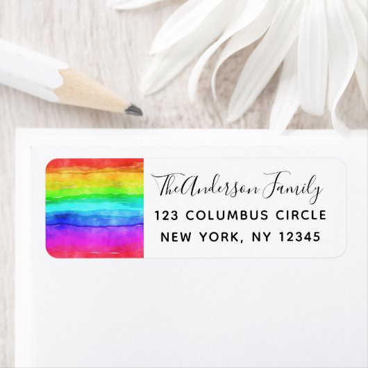 ゲイプライドウォーターカラーレインボー差出人住所 ラベル (インサイチュ)