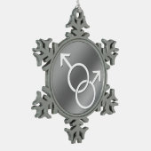 ゲイプライドオーナメントパーソナライズされたゲイラブギフト スノーフレークピューターオーナメント (左)