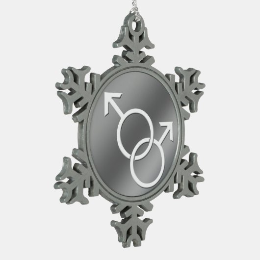 ゲイプライドオーナメントパーソナライズされたゲイラブギフト スノーフレークピューターオーナメント (左)