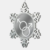 ゲイプライドオーナメントパーソナライズされたゲイラブギフト スノーフレークピューターオーナメント (右)