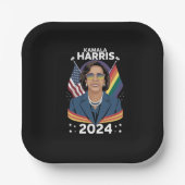 ゲイプライドカマラハリス2024副社長LGBTQ+ ペーパープレート (正面)