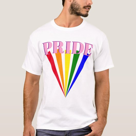 ゲイプライドカラフルレインボーlgbt hbtqタイポグラフィ tシャツ (正面)
