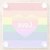 ゲイプライドカラフルLGBTQレインボーハート ガラスコースター (裏面)