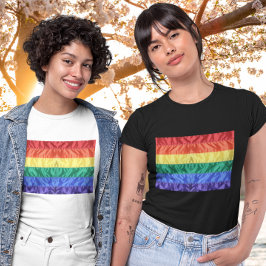 ゲイプライドクラシックフェイクシルクレインボーフラッグLGBT クール Tシャツ
