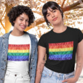 ゲイプライドクラシックフェイクシルクレインボーフラッグLGBT クール Tシャツ