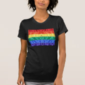 ゲイプライドクラシックフェイクシルクレインボーフラッグLGBT クール Tシャツ (正面)