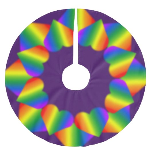 ゲイプライドクリスマスツリースカートレインボーラブデコール ブラッシュドポリエステルツリースカート (正面)