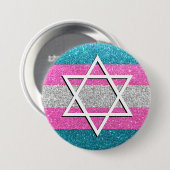 ゲイプライドグリッタートランスセクシュアル・ユダヤ人スター・オブ・デイビッド 缶バッジ (正面&裏面)