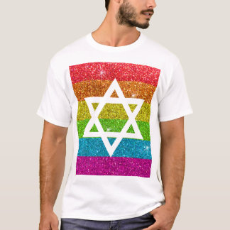 ゲイプライドグリッターLGBTQIAダビデのユダヤ星 Tシャツ