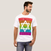 ゲイプライドグリッターLGBTQIAダビデのユダヤ星 Tシャツ (正面フル)